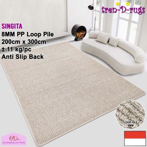 Tren-D-rugs Karpet jumbo polos salur minimalis stripe alas lantai ruang tamu 200 cm x 300 cm - NMs