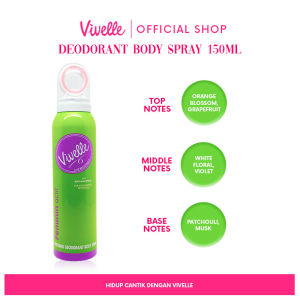 VIVELLE Body Spray Deodorant - Green - 150 ml - Anti Bacterial - Halal & BPOM - Dapatkan Hadiah Gratis
