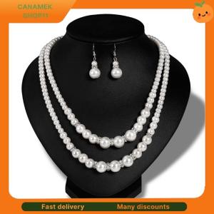 ❣️❣️❣️ Double Chain Pearl Jewelry Set Women Simulated Pearl Necklace Earrings Jewelry