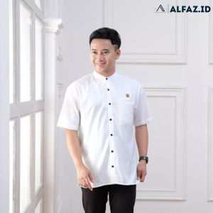 Alfaz - Baju Kemeja Koko Muslim Lengan Pendek Polos Warna Putih