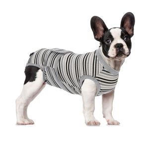 OUTOPEN Breathable Dog Sterilization Suit Striped High Elastic Dog Recovery Suit Pet Care Clothing Soft Dog Anti-Licking Jumpsuit Spay Neuter Recovery