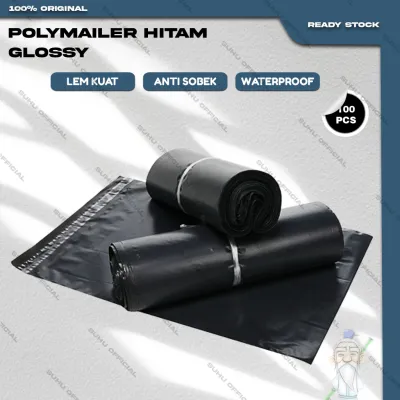 Plastik Packing Polymailer Kantong Olshop Lem isi 100 Semi Glosy HITAM