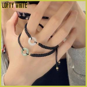 Lofty White สร้อยข้อมือคู่รักนำโชคกำไลข้อมือสานมือลายสันติภาพของขวัญวันเกิดแฟนวินเทจ