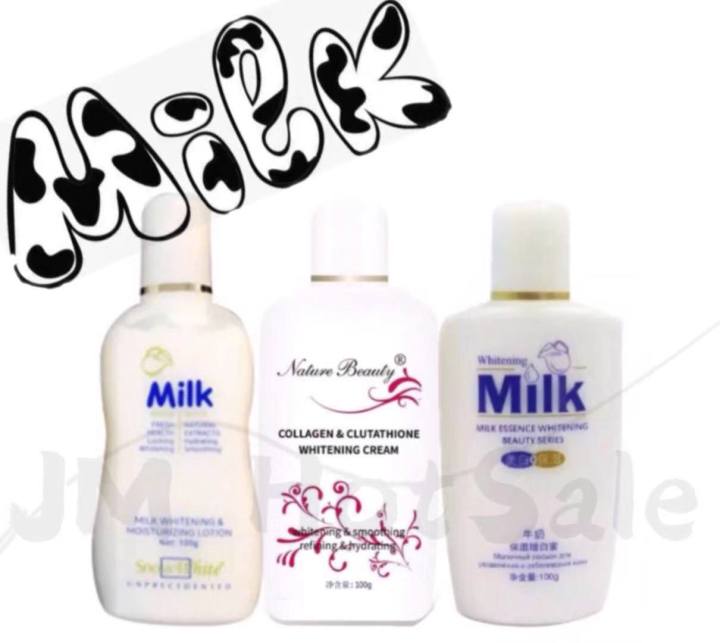JM (3in1) Milk Moisturizing ( Snow White Milk Lotion 100g + Collagen
