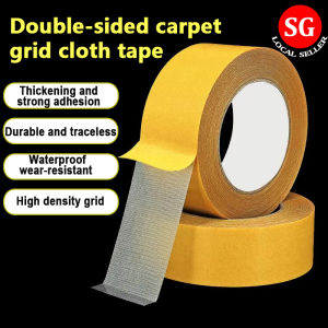 🇸🇬【SG stock】Strong Double Sided Adhesive Tape Floor Cloth Base Grid Tape Yellow Mesh Waterproof Traceless Translucent Carpet Tape 10/20m Cloth Double Sided Tape Adhesive Mesh Double Sided Cloth Tape Yellow High Viscosity Waterproof