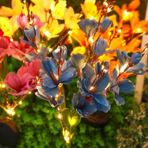 GINKG LED Lights Solar Powered LED Garden Lights Waterproof Solar Powered Outdoor Garden Decorative Light Stakes Phalaenopsis Floral Design Waterproof Garden Lamp Garden