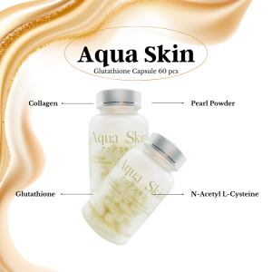 AQUA SKIN GLUTA 60 CAPSULE With Glutathione & Collagen | Whitening & Anti-aging effect | Authentic Japan 60 capsules | Lightens & nourishes the skin. Reduces dark spots & dark circles under the eye. Promotes a soft flexible smooth & healthy skin.
