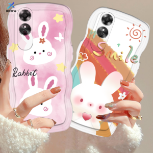 (Lokal Ready) Xinyu Casing hp OPPO Reno 8T 4G Reno 6 5G Reno 5 Reno 5F Reno 4F Kartun Manis Senyum Kelinci Pinggir Gelombang Kasus Silikon Lembut Softcase