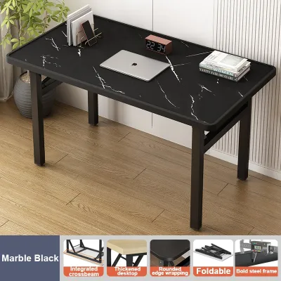 DIODIY Elegant Foldable Multi-Functional Desk - Versatile Home Office/Computer/Dining Table with Bold Carbon Steel Frame and Thick Desktop