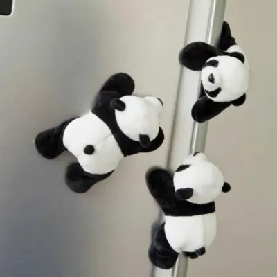 Plush Panda Magnetic Refrigerator Magnet Cute Doll Freezer Magnet Creative Home Chinese Style Animal Small Gift Pendant Ornament