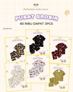 GORSIR BAJU ANAK 3 SET DAN 4 SET RAYON ANAK/PIYAMA ANAK RAYON USIA 2-6 TAHUN