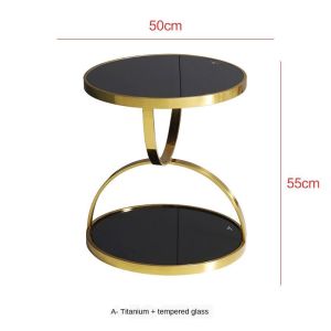 Stainless steel tea table modern simple living room round negotiation table sofa moving corner table marble light luxury side table supplementary order needed