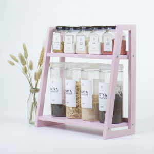 Rak bumbu dapur 2 susun serbaguna pink / rak makeup