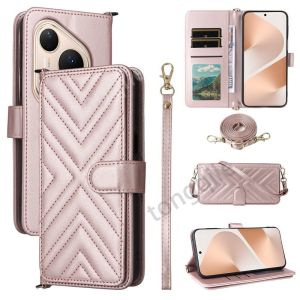 เคสฝาพับสำหรับหัวเว่ย Pura 80 Pro Plus Ultra Pro + Pura80 5G 4G 2025เคสฝาปิดโทรศัพท์หนังกระเป๋าเงินมีช่องเสียบบัตรขาตั้งกรอบ TPU แบบนุ่มเชือกเส้นเล็กเชือกคล้องเคสกันกระแทกมือถือ