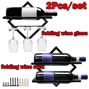 2pcs Wine Rack Bottle Champagne Glass Holder Shelves Bar Fashion Creative Simple Wall Mounted