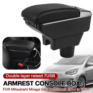 NEXASHOP with USB Console Box Double Layer with Storage Bag Car Armrest Box Convenient Multifunctional Center Storage Box for Mitsubishi Attrage Mirage/ Mitsubishi Hatchback 2014 to 2024 Universal