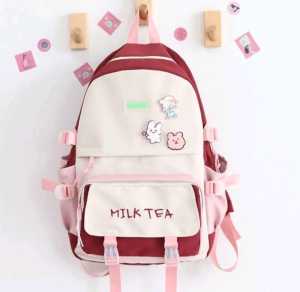KAGODA- Tas Ransel Backpack Tas Sekolah Wanita Milk Tea