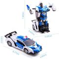 Original 2 IN 1 Remote Control Transform Car Bots Deformation Car Kids Boys Toys RC Transforming Robot Police Car Toy for Kids Birthday Gift（with battery）. 