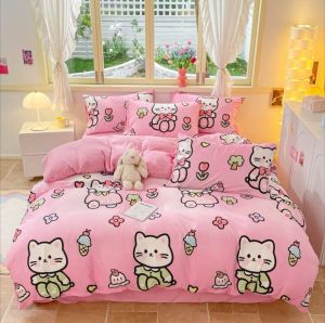Pink Cate Design Bedsheet🐱Suitable for Any Room🏠Skin Friendly & Soft Cotton