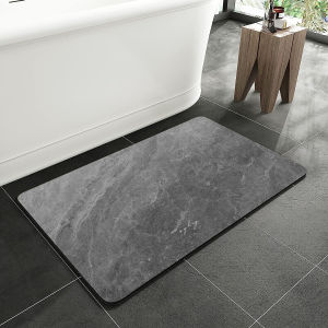 KORMES Nordic Marble-Look Quick-Dry Bathroom Mat with Anti-Skid Base and Absorbent Diatomite Core