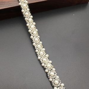 HUNIU Headpiece Handmade DIY Sewing Accessories Wedding Pearl Lace Trim Beaded Dress Decor Ribbon