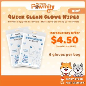FurFresh Hygiene Essentials QuickClean Glove Wipes (6s) – Must-Have Grooming Care for Pets