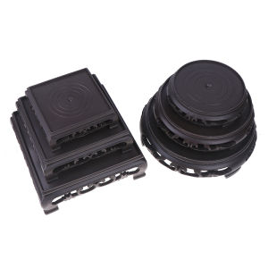 [Alex Do] Hot Sale Deep Brown Carving Wooden Look Plastic Base Tray Flowerpot Holder Round Square Multi-Functional Teapot Vase Fish Tank Base