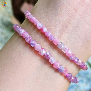 Collection Grade Plum Tourmaline Faceted Cube Bracelet