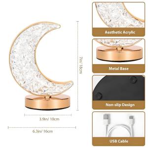 3 Color LED Crystal Night Lamp Dimmable Rechargeable USB Touch Table Light Elegant For Gift Home Deco