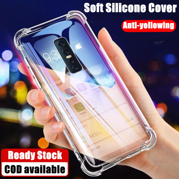 【Anti-Yellowing】For Vivo V17 Pro 1910 1909 Military Grade Drop Protective  Jelly Case Crystal Clear Flexible Clear Liquid Silicone Back Cover Skin 