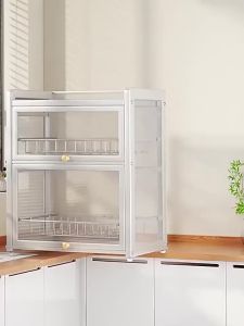 Kitchen Dish Rack Cabinet Dustproof Cupboard Countertop Plate Organizer Storage rack Kitchen Cabinet