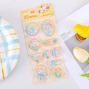 RARENO 251 Stiker Goyang Stereo 3D Kartun Hadiah Kreatif Stiker Kartun Anak-anak Hati Gadis Lucu Stiker Buku Saku Grosir