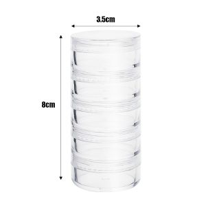 5 Layer Jewelry Storage Box Transparent Round Organizer Box Portable Storage Box Pill Box 5 Layer Jewelry Box Transparent Revolving Jewelry Storage Box
