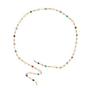 Eye Catching Colorful Necklace Rhinestones Long Tassels Choker for Stylish Ladies Handmade Party Accessory