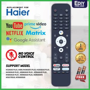 【𝐅𝐑𝐄𝐄 𝐁𝐀𝐓𝐓𝐄𝐑𝐘 𝐀𝐀𝐀𝐗𝟐】 Smart TV Remote Control For HAIER HTR-U31 Netflix YouTube Android UHD LED H43K66UG PLUS H50K66UG PLUS H55K66UG