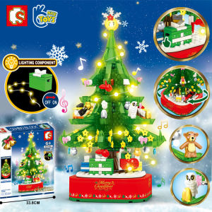 Đồ Chơi Lắp Ráp Kiểu Lego Noel Hộp Nhạc Cây Thông Giáng Sinh Merry Christmas Có Đèn Và Phát Nhạc No.601097 Với 480+PCS