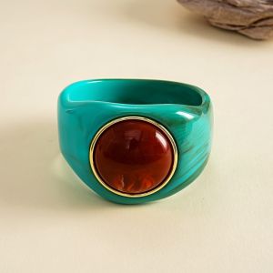 PYA94 Bohemian Acrylic Bangle Europe American Style Smudging Retro Hand Ring Temperament Irregular Wide Bracelet Women