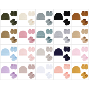 Baby Scratches Proof Mittens with Matching Bonnet and Booties Gentle Cotton Fetal Hat for Newborns Skin Protections