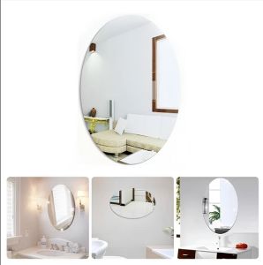 BB7 - Mirror Stiker Cermin Dinding Oval Anti Pecah Acrylic Kaca Cermin Dekorasi Tempelan Wall Sticker