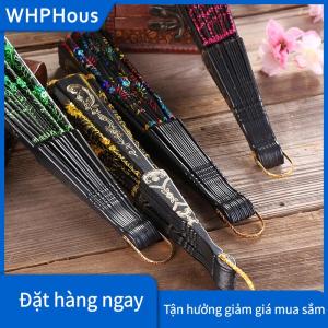 WHPHous Quạt gấp cầm tay quạt nhựa thủ công bột màu vàng quạt gấp vải khiêu vũ Phong cách Trung Quốc tiệc cưới màu trắng