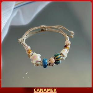 Miễn phí vận chuyển✨ Boho Phong Cách Handmade Sao Vòng Đeo Tay Gốm Cho Phụ Nữ Cô Gái Độc Đáo Phong Cách Dân tộc Có Thể Điều Chỉnh Vòng Đeo Tay Đồ Trang Sức Phụ Kiện Quà Tặng