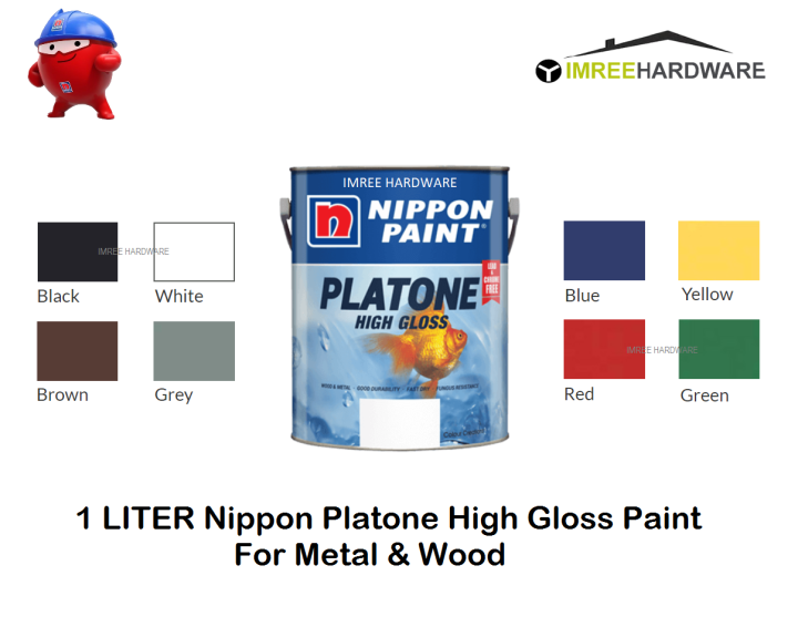 1L NIPPON Platone Paint For Metal & Wood / Cat Pagar Gril, Kayu & Besi ...