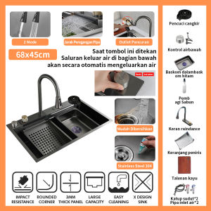 Kitchen sink Modern Kitchen Sink Luxury 1 Bowl Stainless Steel 304 /Bak cuci piring / Bak Cuci Piring Modern