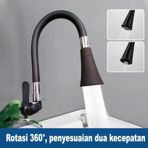 Kran Angsa SUS304 Keran Fleksibel Tembok Sink Flexible Piring Black/Cuci Piring Dinding Anti Karat/Penyesuaian air keluar