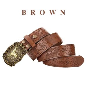 Retro Western Style Casual Belt with Antiqued Alloy Bullhead Buckle a Versatile Accessory for Daily Commute and Dating