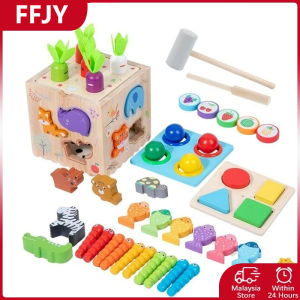 8-In-1 Wooden Montessori Carrot Shape Puzzle - Early Learning Sensory Toy For Kids Ages 3-6 Color Varies