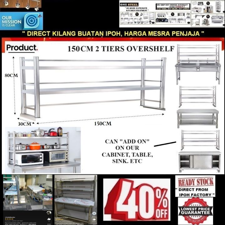 150CM 2 TIERS OVERSHELF/ TABLE TOP RACK/ STORAGE ORGANIZER WITH ...