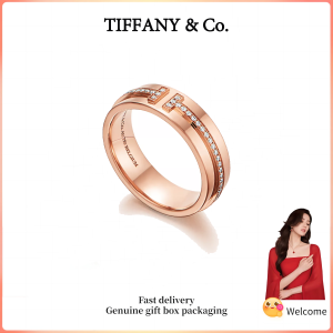 (New) Womens Fashion Ring Rose Gold T Series Wide diamond ring Valentines Day holiday gifts