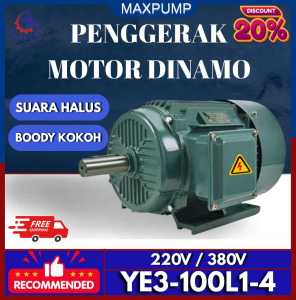 MAXPUMP YE3-100L1-4  Dynamo electro motor 4pole Dinamo Penggerak Motor Elektrik 3hp Mesin Penggerak Induksi Elektrik Motor 220v Dinamo Penggerak Diesel Mesin Giling Putaran Cepat 380v Full Tembaga Low Noise