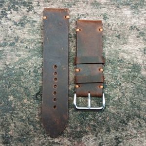 Strap Tali Jam Tangan Kulit Sapi Selapis Cokelat Bergaransi 1 Tahun